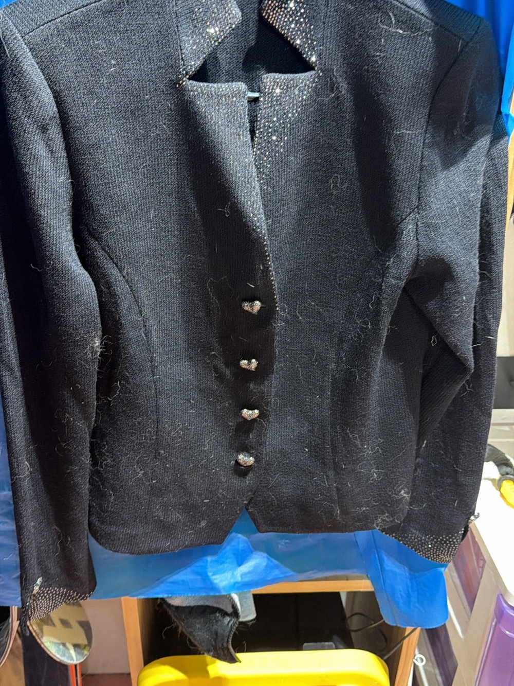 St. John Black Knit Jewel-Button Blazer